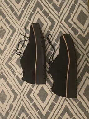 Eileen Fisher Women's Eddy 2 Black Knit Oxfords w/Tan Accent, sz 10